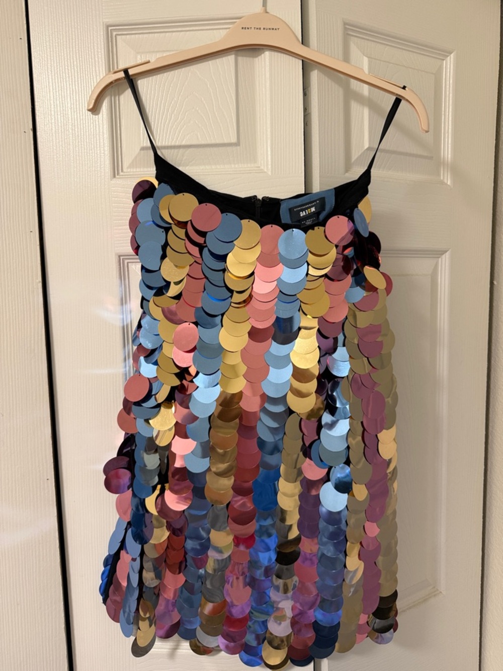 Maeve SZ XXS Multicolor Sequin Skirt with Pink, Blue & Gold Discs